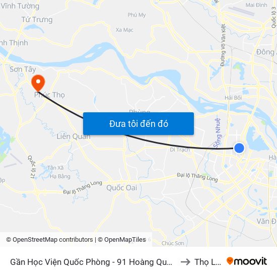 Gần Học Viện Quốc Phòng - 91 Hoàng Quốc Việt to Thọ Lộc map