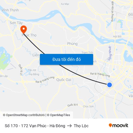 Số 170 - 172 Vạn Phúc - Hà Đông to Thọ Lộc map