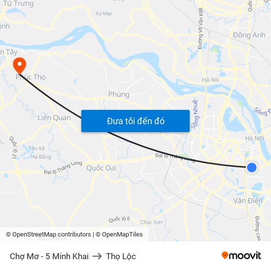 Chợ Mơ - 5 Minh Khai to Thọ Lộc map