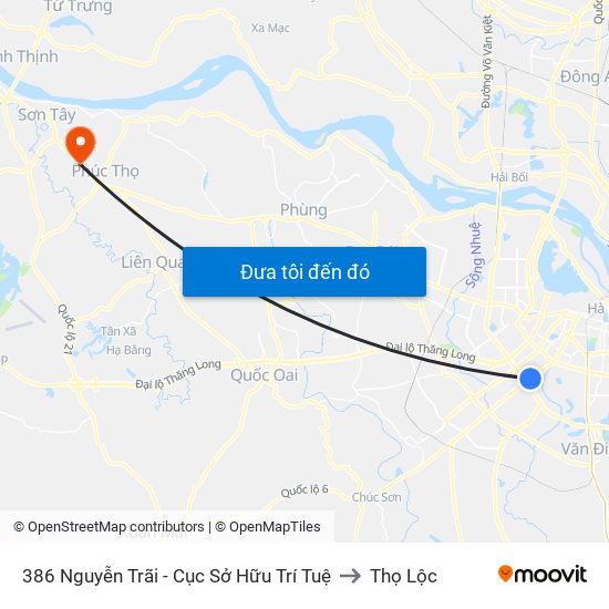 386 Nguyễn Trãi - Cục Sở Hữu Trí Tuệ to Thọ Lộc map