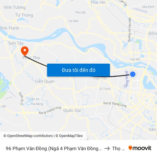 96 Phạm Văn Đồng (Ngã 4 Phạm Văn Đồng - Xuân Đỉnh) to Thọ Lộc map