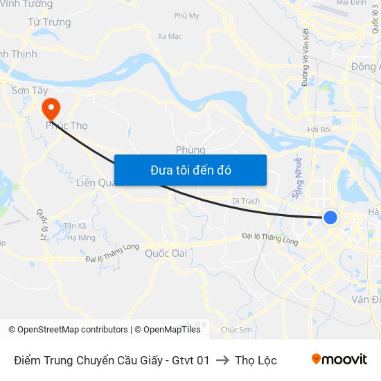 Điểm Trung Chuyển Cầu Giấy - Gtvt 01 to Thọ Lộc map