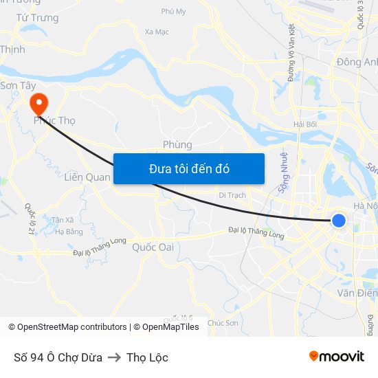 Số 94 Ô Chợ Dừa to Thọ Lộc map