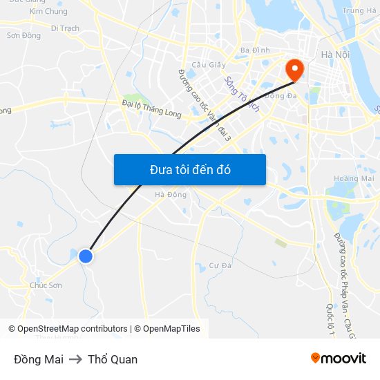 Đồng Mai to Thổ Quan map
