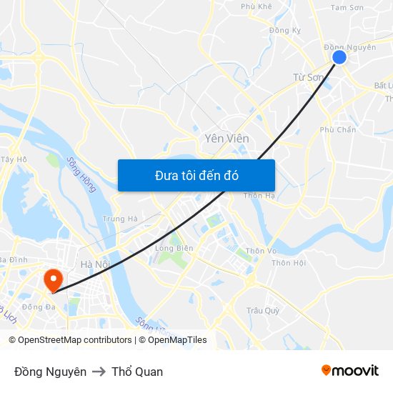 Đồng Nguyên to Thổ Quan map