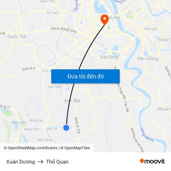 Xuân Dương to Thổ Quan map