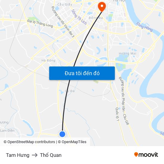 Tam Hưng to Thổ Quan map