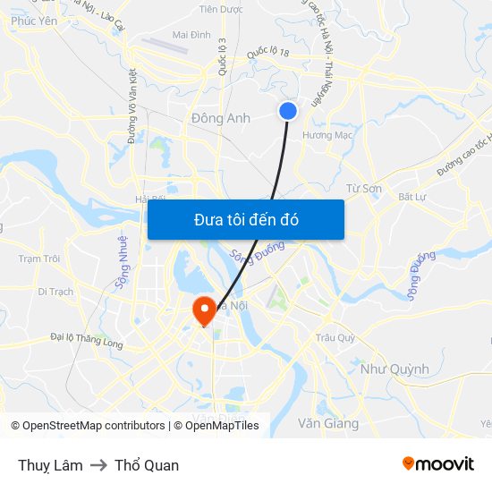 Thuỵ Lâm to Thổ Quan map
