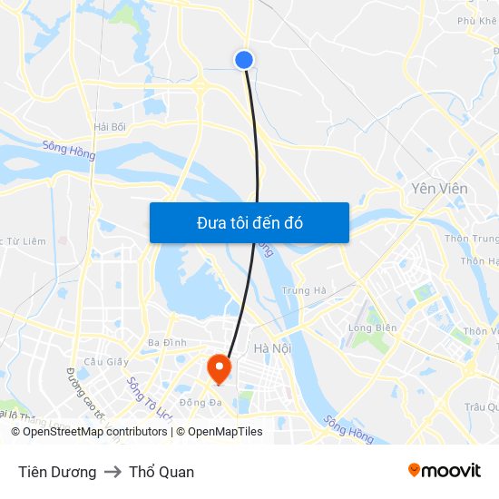 Tiên Dương to Thổ Quan map