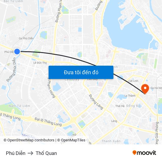 Phú Diễn to Thổ Quan map