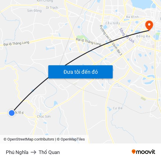 Phú Nghĩa to Thổ Quan map