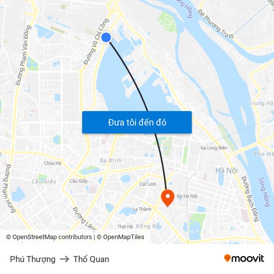 Phú Thượng to Thổ Quan map