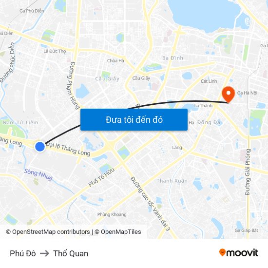 Phú Đô to Thổ Quan map