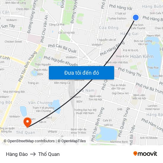 Hàng Đào to Thổ Quan map