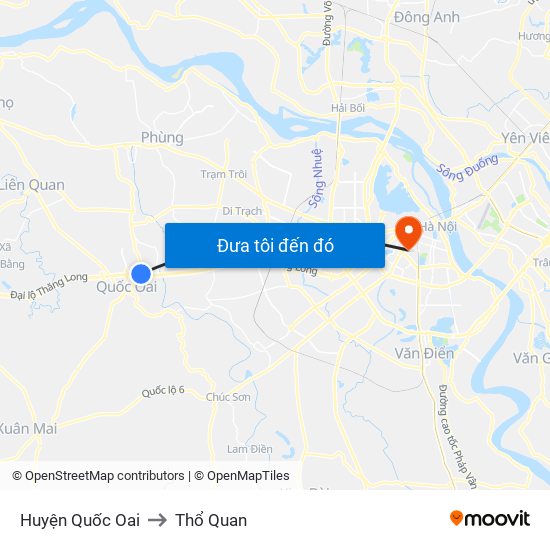 Huyện Quốc Oai to Thổ Quan map