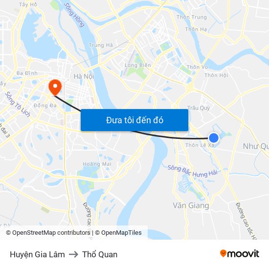 Huyện Gia Lâm to Thổ Quan map