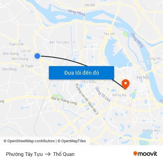 Phường Tây Tựu to Thổ Quan map