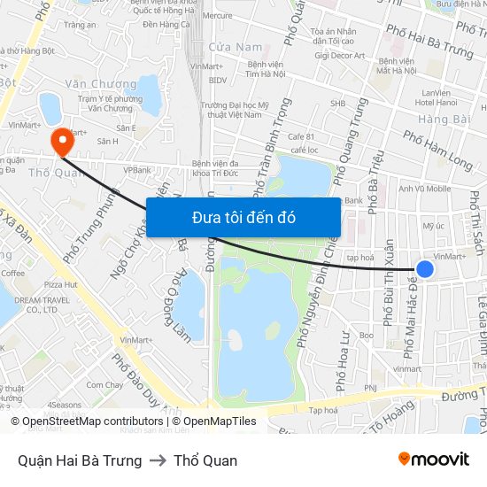 Quận Hai Bà Trưng to Thổ Quan map