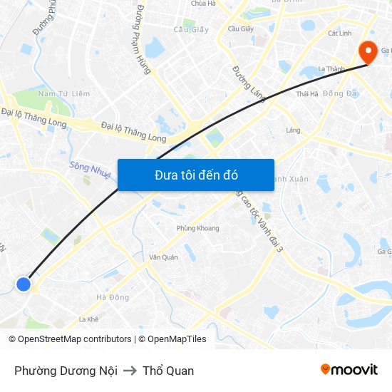 Phường Dương Nội to Thổ Quan map