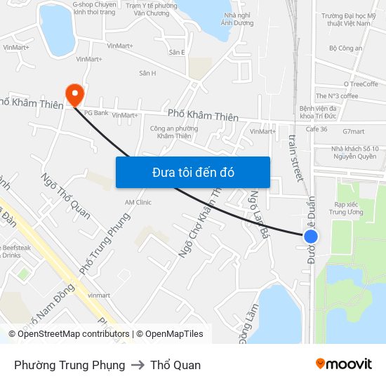 Phường Trung Phụng to Thổ Quan map