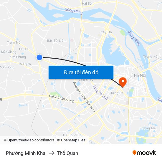 Phường Minh Khai to Thổ Quan map