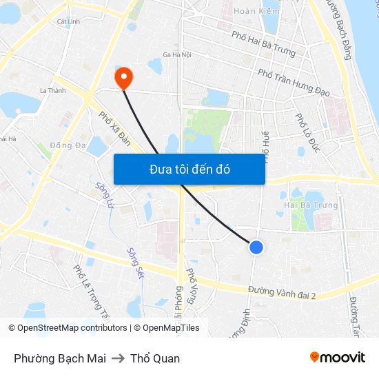 Phường Bạch Mai to Thổ Quan map