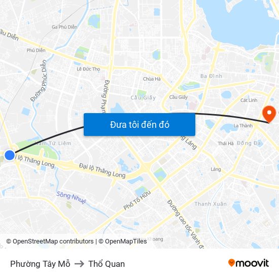 Phường Tây Mỗ to Thổ Quan map