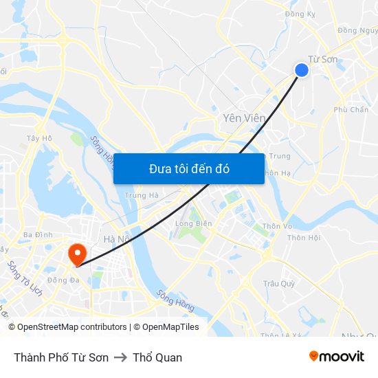 Thành Phố Từ Sơn to Thổ Quan map