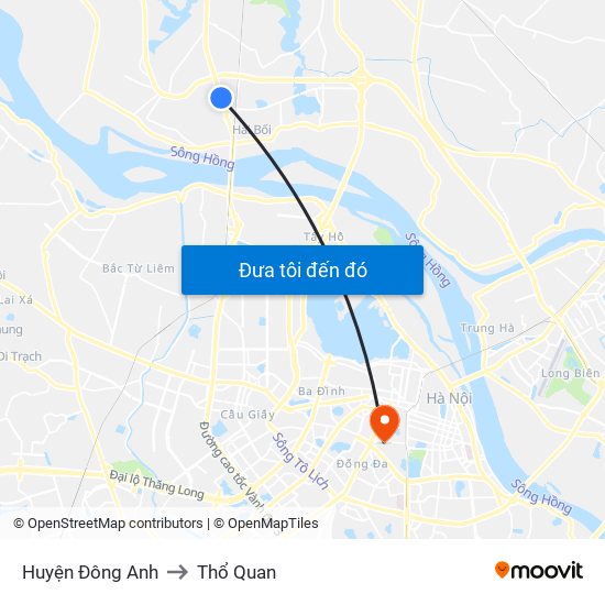 Huyện Đông Anh to Thổ Quan map