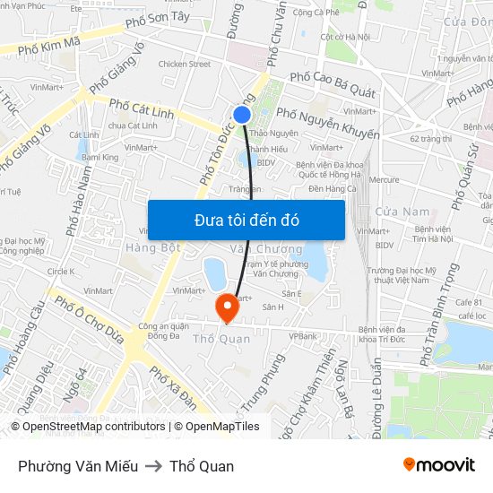 Phường Văn Miếu to Thổ Quan map