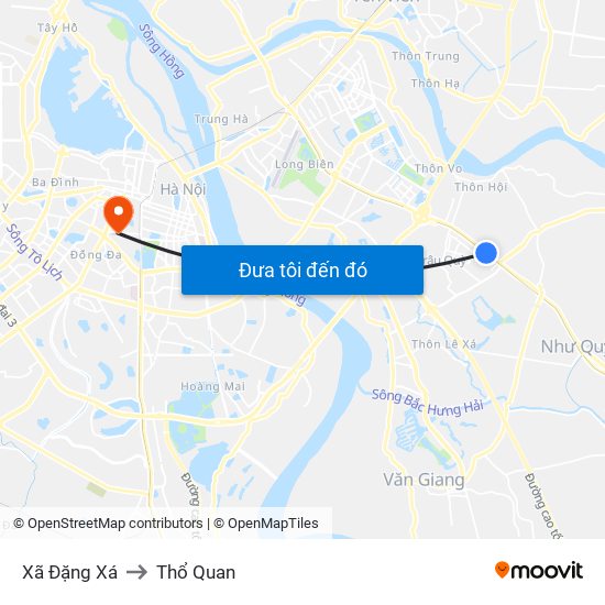 Xã Đặng Xá to Thổ Quan map