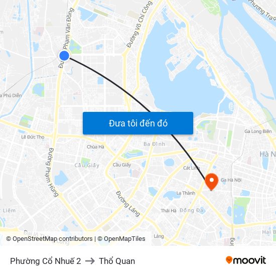 Phường Cổ Nhuế 2 to Thổ Quan map