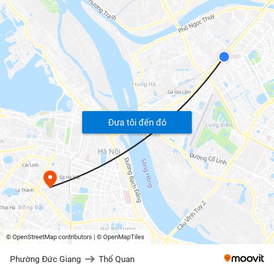 Phường Đức Giang to Thổ Quan map