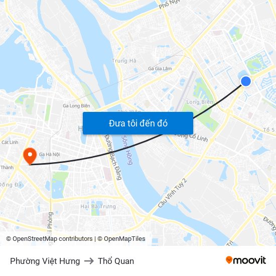 Phường Việt Hưng to Thổ Quan map