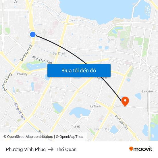 Phường Vĩnh Phúc to Thổ Quan map