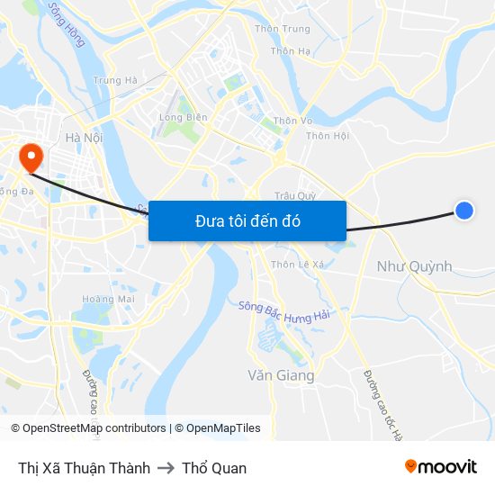 Thị Xã Thuận Thành to Thổ Quan map