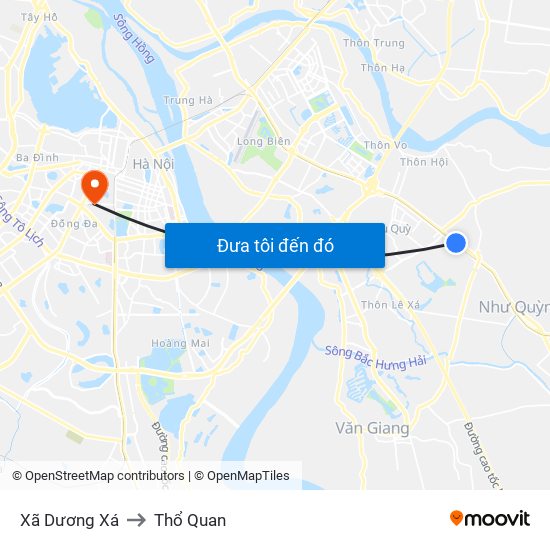 Xã Dương Xá to Thổ Quan map