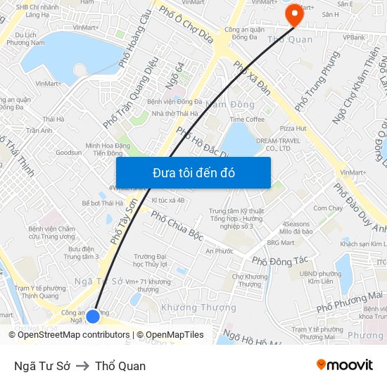 Ngã Tư Sở to Thổ Quan map