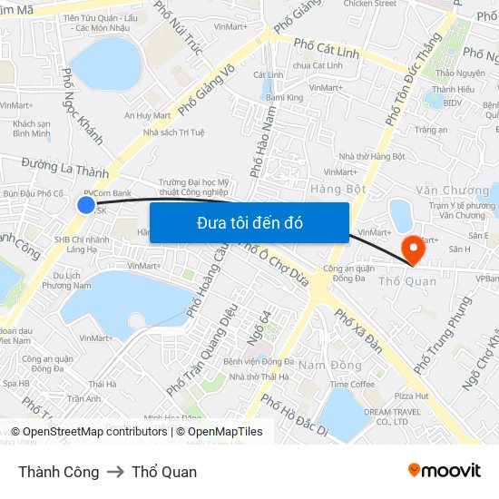 Thành Công to Thổ Quan map