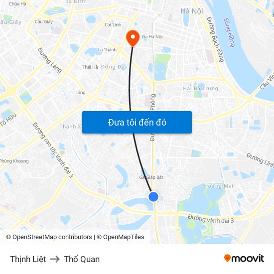 Thịnh Liệt to Thổ Quan map