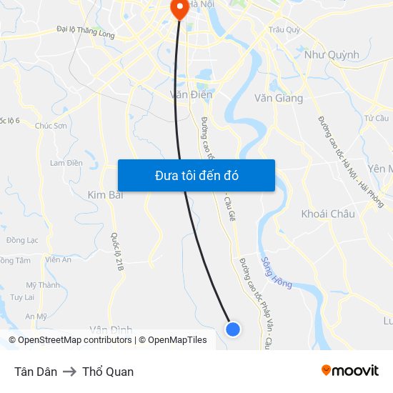 Tân Dân to Thổ Quan map