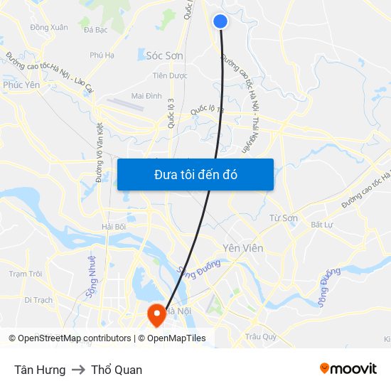 Tân Hưng to Thổ Quan map