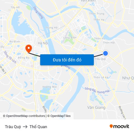 Trâu Quỳ to Thổ Quan map