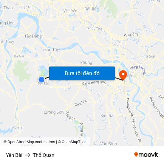 Yên Bài to Thổ Quan map