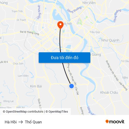 Hà Hồi to Thổ Quan map
