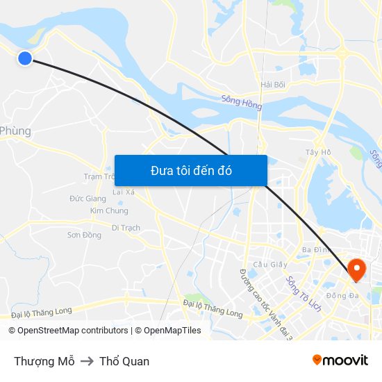 Thượng Mỗ to Thổ Quan map