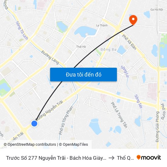 Trước Số 277 Nguyễn Trãi - Bách Hóa Giày Thượng Đình to Thổ Quan map