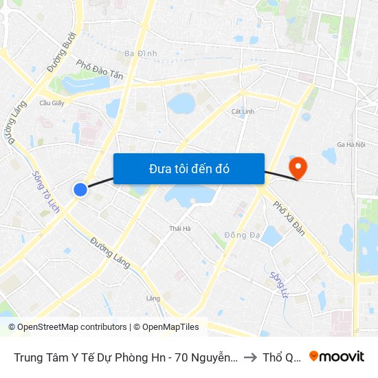 Trung Tâm Y Tế Dự Phòng Hn - 70 Nguyễn Chí Thanh to Thổ Quan map