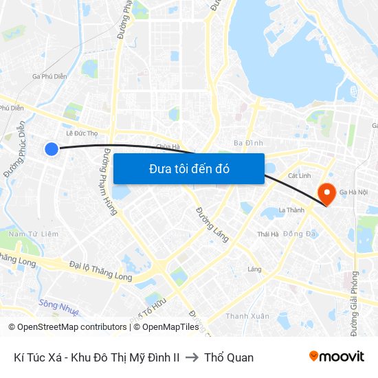 Kí Túc Xá - Khu Đô Thị Mỹ Đình II to Thổ Quan map