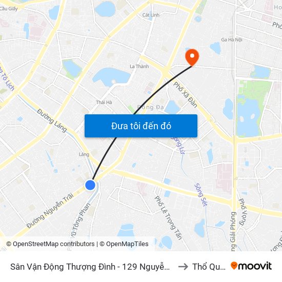 Sân Vận Động Thượng Đình - 129 Nguyễn Trãi to Thổ Quan map